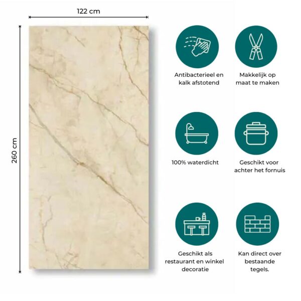 USP - PVC Marmer Wandpaneel Bolzano Beige Glans