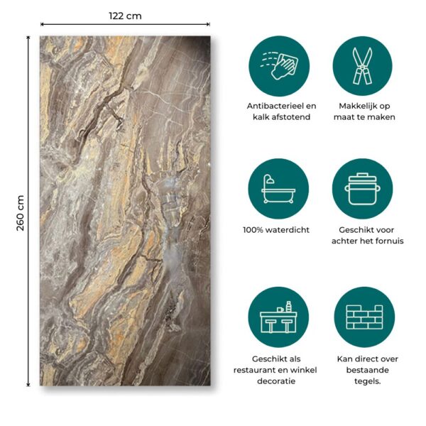 USP - PVC Marmer Wandpaneel Onyx Bruin Glans