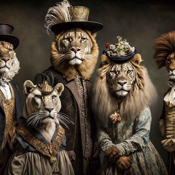 Glasschilderij Victorian Lions 80x120cm