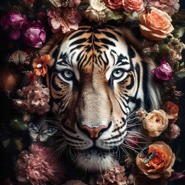 Glasschilderij Blooming Tiger 120x80cm