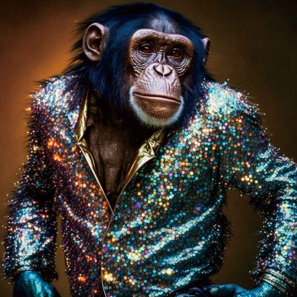 Glasschilderij Disco Chimp 80x120cm