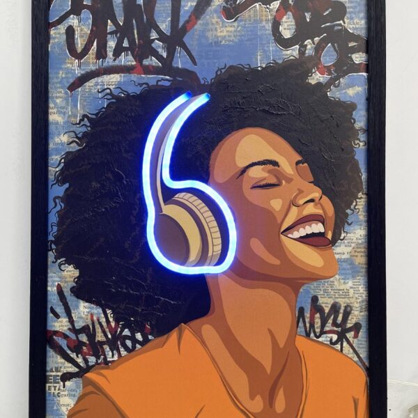 Neon Art Music Woman