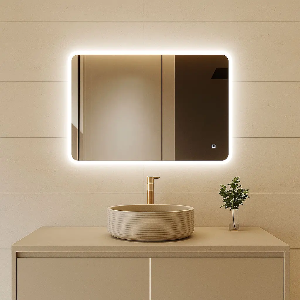 Badkamerspiegel met Verlichting - Anti Condens Verwarming - Dimbaar - Spiegel - 80 x 60 cm